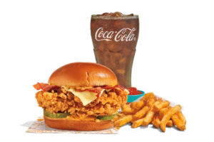 Golden BBQ Chicken Sandwich with Bacon & Cheese Combo