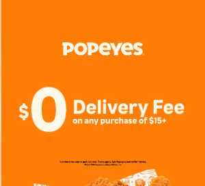 Popeyes $0 Delivery Fee